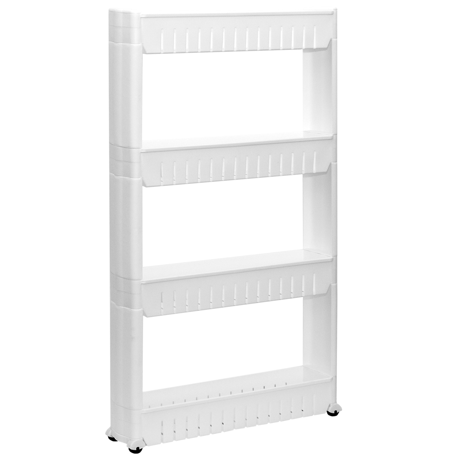 4er Nischenregal 12,5 cm Schiebewagen Nischenwagen Kitchen Trolley Wei&szlig; Ablage 