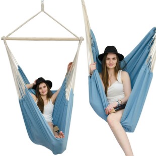 XXL Hängesessel 185x130cm Hängestuhl 2 Personen Hängesitz bis 150kg Baumwolle Hängematte 360° Swifel 