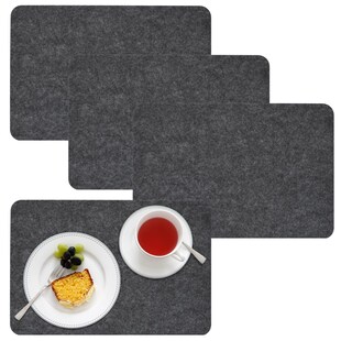 4 Extra-Dicke Filz Tischsets 43x30x0,5cm Edle Platzsets Tisch-Unterlage Grau 