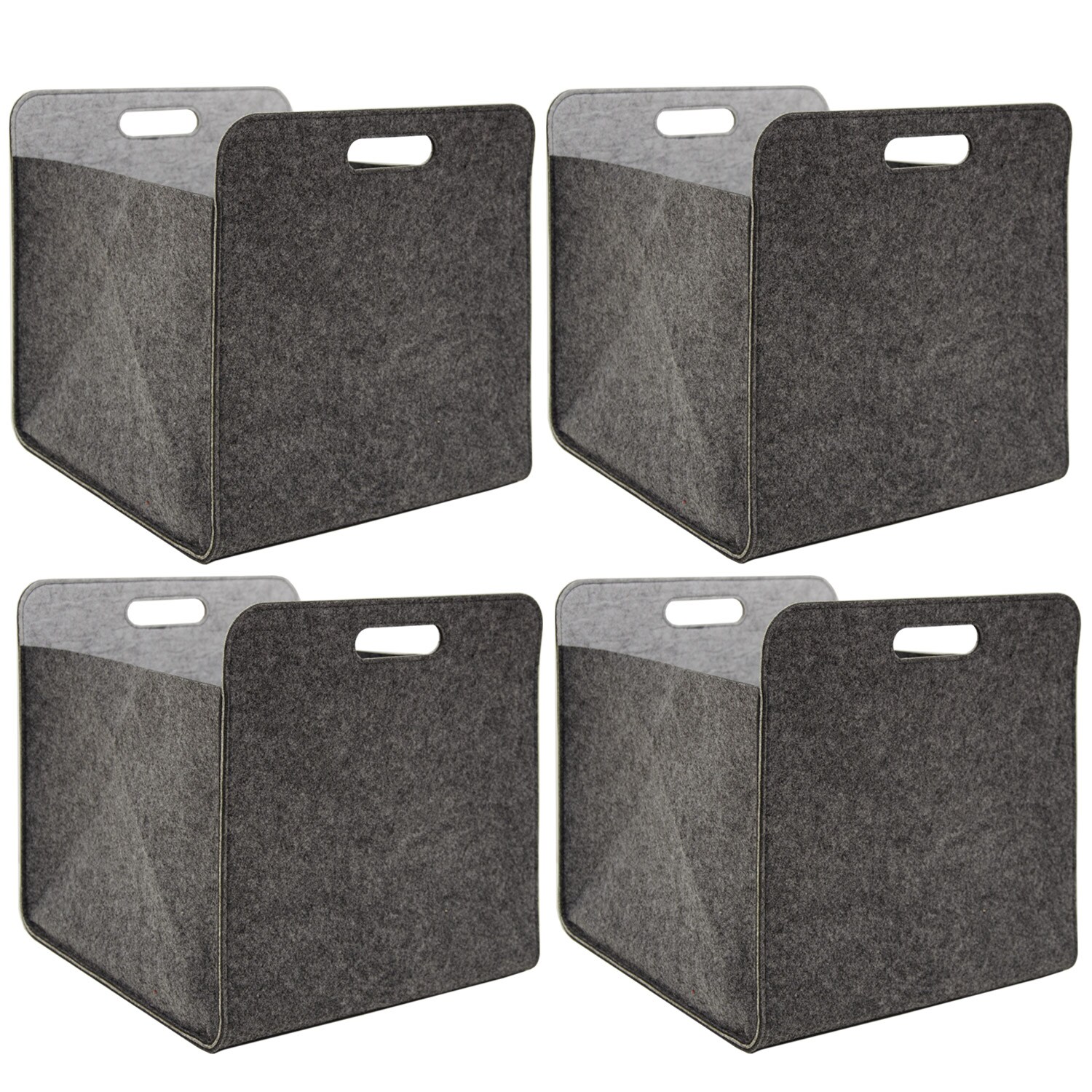4er Set Filz Aufbewahrungsbox 33x33x38 cm Kallax Filzkorb Regal Einsatz Box Grau 