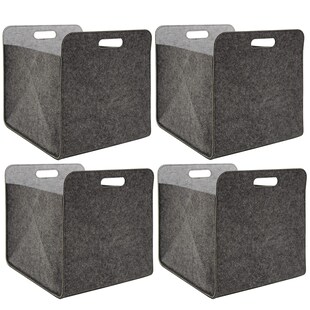 4er Set Filz Aufbewahrungsbox 33x33x38 cm Kallax Filzkorb Regal Einsatz Box Grau 