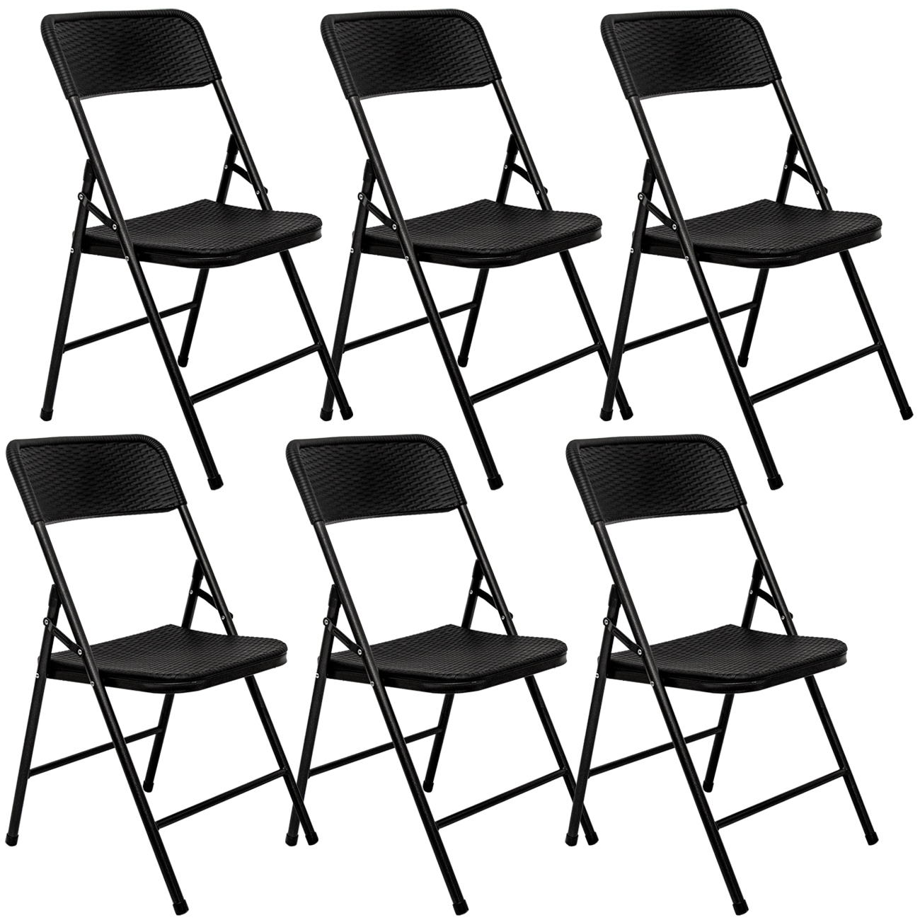 6 Klappst&uuml;hle bis 150kg - 50x46x83,5 Balkonstuhl - Gartenstuhl in Rattan-Optik 