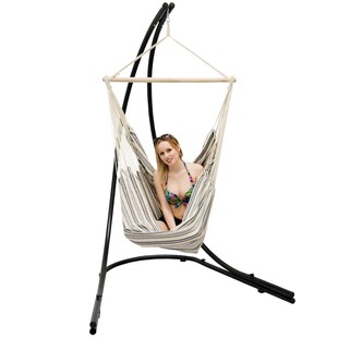 Freistehendes Stahl-Hängestuhlgestell 210cm inkl. XXL Hängesessel aus Baumwolle mit Swivel 185x130cm 