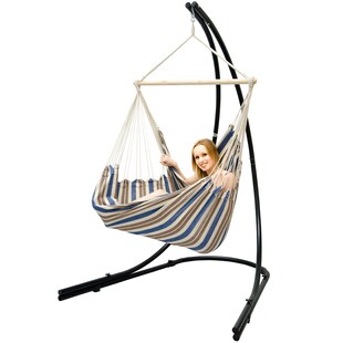 Freistehendes Stahl-Hängestuhlgestell 210cm inkl. XXL Hängesessel aus Baumwolle mit Swivel 185x130cm 