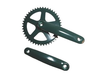 ALU Kettenradgarnitur Kurbelgarnitur Stahlkettenblatt 46 Zähne AL131mm in grün 