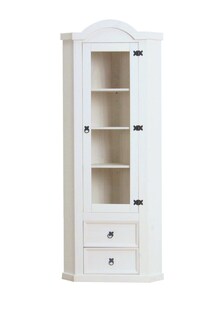 Eckschrank New Mexico Kiefer massiv weiss Mexiko Wohnzimmer Vitrine Schrank 