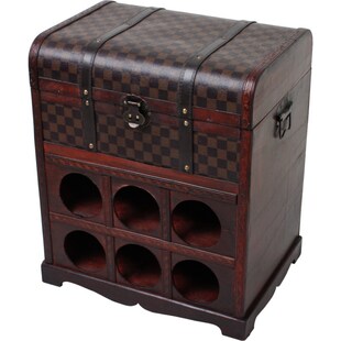 Kolonial Holz Weinregal Flaschenregal Weinfass Regal f. 6 Flaschen Koffer Truhe 
