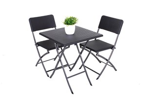3tlg. Balkon Set Garten Tisch Stuhl Klapptisch Klappstuhl Stühle Rattan Optik 
