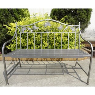 Garden Pleasure Eisen Gartenbank Sitzbank Parkbank Garten Terrasse Bank silber 