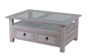 Couchtisch New Mexico grau Kiefer massiv Mexiko Wohnzimmer Tisch Beistelltisch 