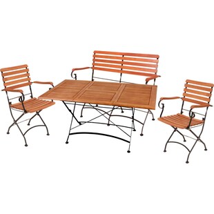 Garden Pleasure Sitzgarnitur WIEN 5.tlg Tisch Klappstuhl Bank Holz Gartenmöbel 