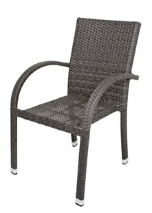2x Stapelstuhl MODESTO Gastro Polyrattan Gartenstuhl Terrassen Stuhl Garten GRAU 