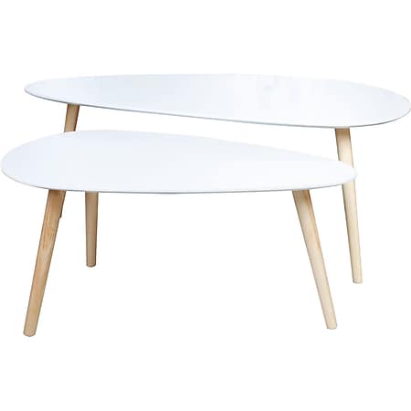 2x Couchtisch Beistelltisch Tisch Retro Ecktisch Kaffeetisch Satztisch Holz weiß 
