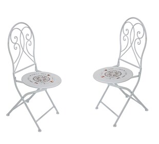 2er Set Metall Klappstuhl Balkon Stuhl Stühle Garten Balkon Vintage Landhaus 
