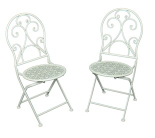 2er Set Metall Klappstuhl Balkon Stuhl Stühle Garten Balkon Vintage Landhaus 