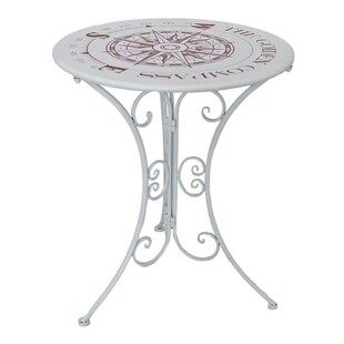 Landhaus Balkon Tisch rund 60cm Bistrotisch Shabby Look Garten Terrasse Metall 