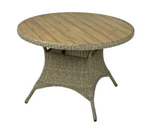 Tisch BASTIA 100cm rund Teak Look Garten Terrasse Balkon Tisch Esstisch Möbel 