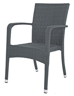 2x Garten Stapelstuhl Balkon Terrasse Stuhl Stühle Sessel Rattan Optik grau 