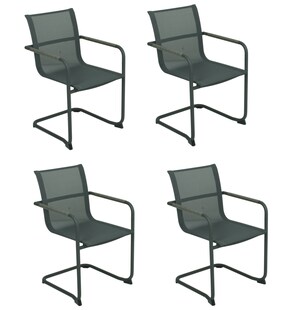 4x Freischwinger Stuhl Stühle Sessel Set Gartensessel Garten Balkon Terrasse 