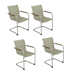 4x Freischwinger Stuhl Stühle Sessel Set Gartensessel Garten Balkon Terrasse 