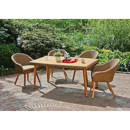 Garden Pleasure 5tlg Lounge Set Garten Sitzgruppe Sofa Sessel Tisch Rattan  Optik bei Marktkauf online bestellen