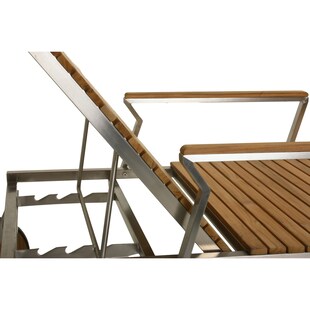 Sonnenliege Teak Teakholz Edelstahl 197cm Holz Gartenliege Liege Liegestuhl 