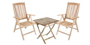 3tlg. Teak Tischgruppe Gartenmöbel Gartentisch Stuhl Garten Stapelstuhl Tisch 
