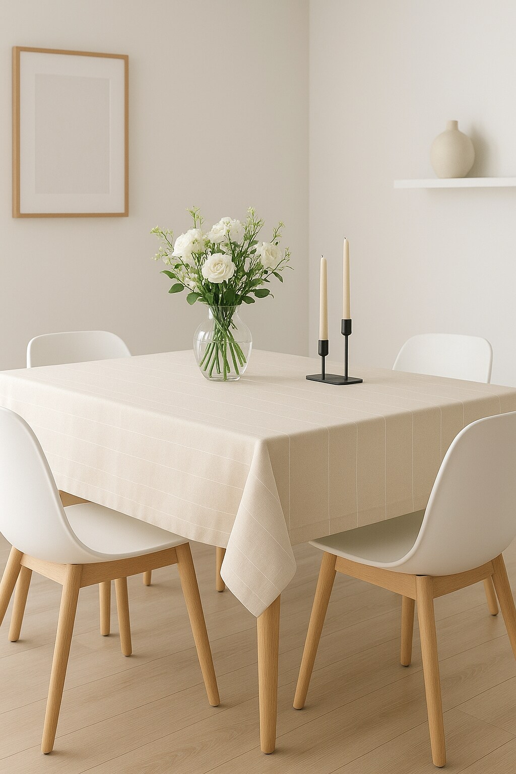 TEXMAXX Tischdecke Streifen-Design 140x220 Cm – Maßgefertigt, Creme-champagner, Aus Polyester
