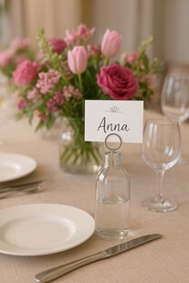 12x Kartenhalter Platzkarte Glasflasche Hochzeit Namensschild Tischkartenhalter 