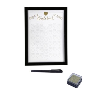 Gästebuch Rahmen mit Fingerabdruck Stempelkissen Bilderrahmen Hochzeit Geschenk 