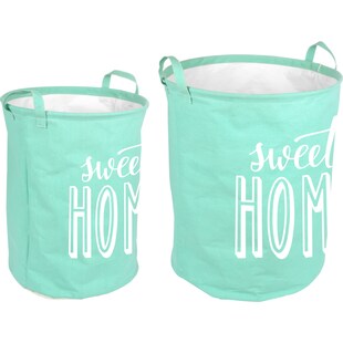 2tlg. Vintage Wäschesammler mint Wäschekorb Laundry Wäschesack Aufbewahrung Korb 