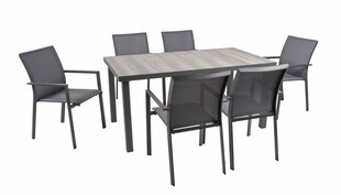 7-tlg. Alu Tischgruppe RANA Set Garten Sitzgruppe Outdoor Grau Metall Kunststoff 
