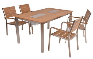 5-tlg. Alu Tischgruppe FLORENCE Garten Tisch Gartenmöbel Sitzgruppe Terrasse 