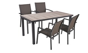 5tlg. Tischgruppe RANA Set Garten Sitzgruppe Outdoor Grau Metall Polster Möbel 