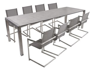 9-tlg. Edelstahl Tischgruppe SIENNA Set Gartenmöbel Sitzgruppe Sitzgarnitur 