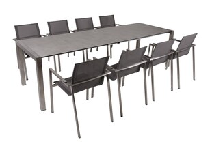 9-tlg. Edelstahl Tischgruppe SIENNA Set Gartenmöbel Sitzgruppe Garten Möbel 