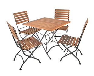 5-tlg. Holz Tischgruppe WIEN Garten Möbel Sitzgruppe Sitzgarnitur Gartenset Set 