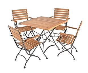 5-tlg. Holz Tischgruppe WIEN Garten Möbel Sitzgruppe Sitzgarnitur Gartenset Set 