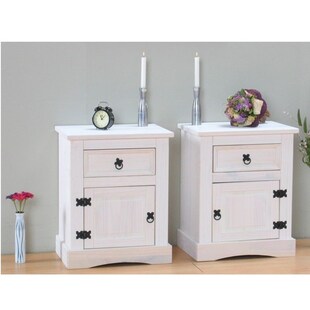 2x Nachtschrank New Mexiko Mexico Nachttisch Nachtkonsole Schrank weiß 