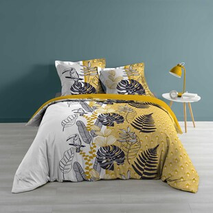 3tlg. Wende Bettwäsche 240x220 Baumwolle Übergröße Bettdecke Bettbezug gelb 