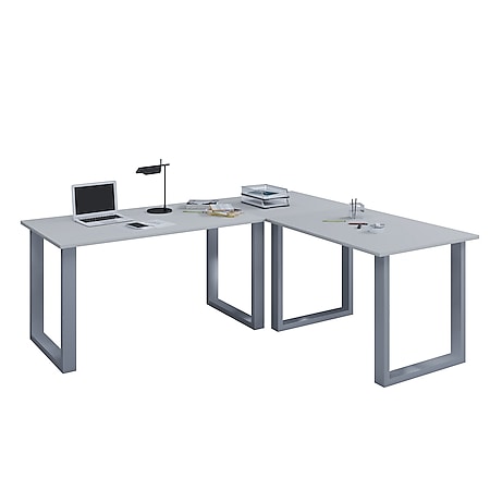 Eckschreibtisch Computer Schreibtisch Arbeitstisch PC Tisch Bürotisch grau 