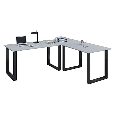 Eckschreibtisch Computer Schreibtisch Arbeitstisch PC Tisch Bürotisch grau 