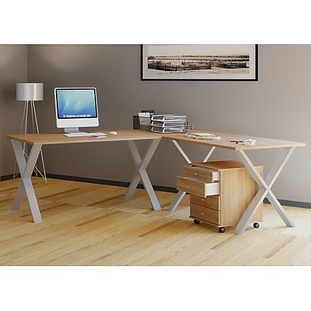 Eckschreibtisch Computer Schreibtisch Arbeitstisch PC Büro Tisch Eiche Dekor 