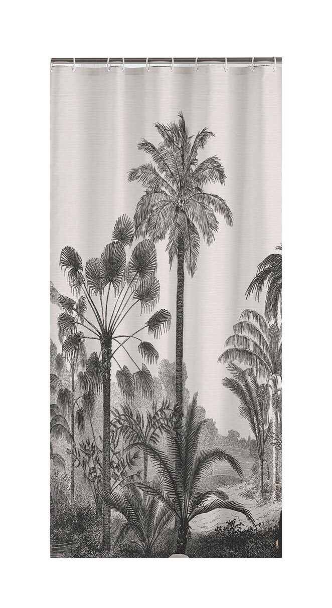 Jstel Duschvorhang Tropisches Motiv Mit Blumen & Flamingos – 168x180 Cm, 100% Polyester, Inkl. 12 Kunststoffringe