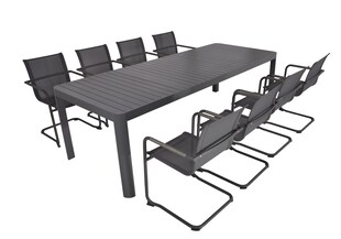 Garden Pleasure 9-tlg. Garten Tischgruppe Sitzgruppe Tisch Esstisch Stuhl Metall 