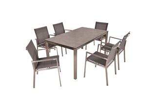 Garden Pleasure 7-tlg. Garten Tischgruppe Sitzgruppe Stapelstuhl Stuhl Metall 