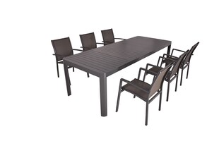 Garden Pleasure 7tlg. Garten Tischgruppe Sitzgruppe Stapelstuhl Stuhl Aluminium 