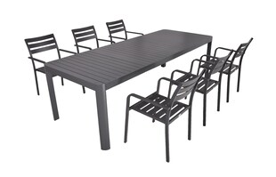 Garden Pleasure 7tlg. Garten Tischgruppe Sitzgruppe Stapelstuhl Stuhl Aluminium 