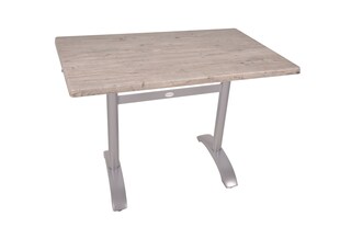 Bistrotisch Set Washington Pine 110cm Tischgestell Alu silber matt Garten Tisch 