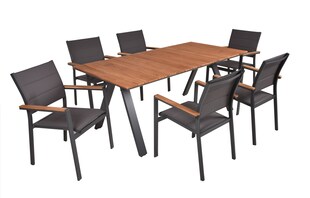 Garden Pleasure 7-tlg. Garten Tischgruppe Sitzgruppe Stapelstuhl Stuhl Holz 